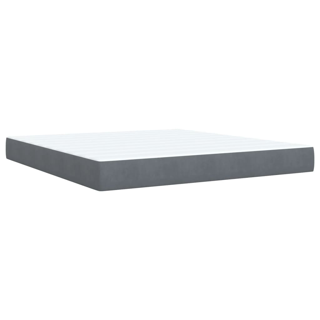 Giroletto a Molle con Materasso Grigio Scuro 180x200 cm Velluto