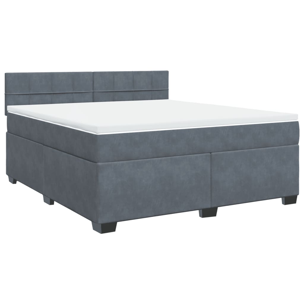 Giroletto a Molle con Materasso Grigio Scuro 180x200 cm Velluto
