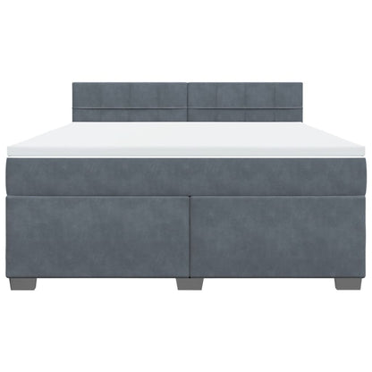 Giroletto a Molle con Materasso Grigio Scuro 180x200 cm Velluto