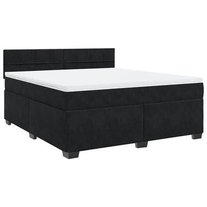 Giroletto a Molle con Materasso Nero 180x200 cm in Velluto