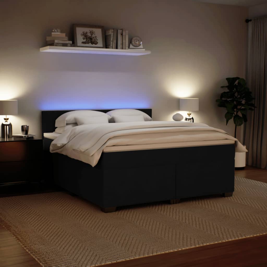 Giroletto a Molle con Materasso Nero 180x200 cm in Velluto
