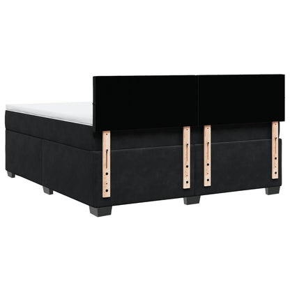 Giroletto a Molle con Materasso Nero 180x200 cm in Velluto