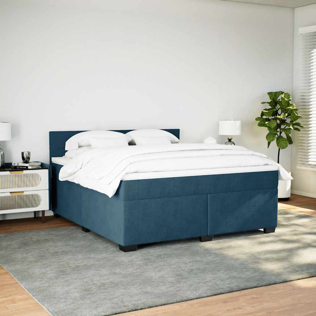 Giroletto a Molle con Materasso Blu 180x200 cm in Velluto