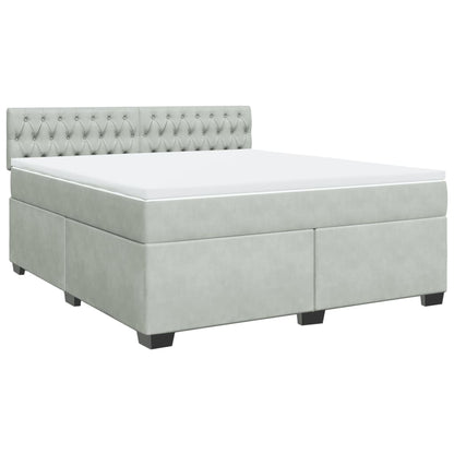 Giroletto a Molle con Materasso Grigio Chiaro 180x200cm Velluto