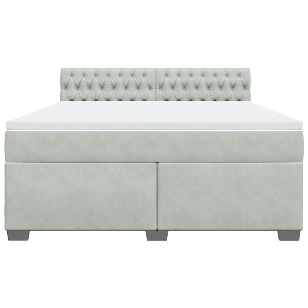 Giroletto a Molle con Materasso Grigio Chiaro 180x200cm Velluto