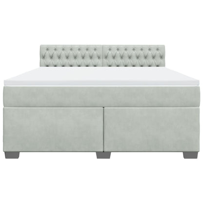 Giroletto a Molle con Materasso Grigio Chiaro 180x200cm Velluto