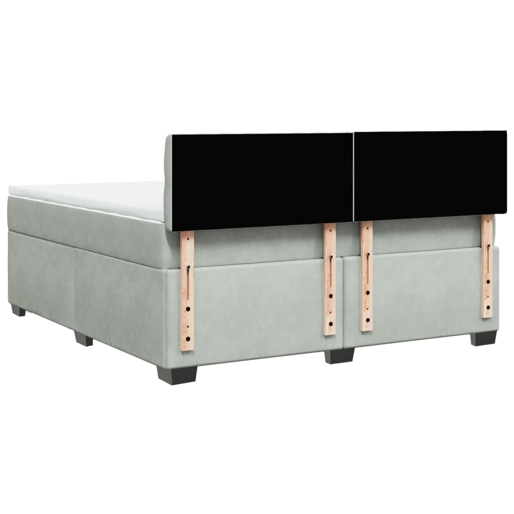 Giroletto a Molle con Materasso Grigio Chiaro 180x200cm Velluto