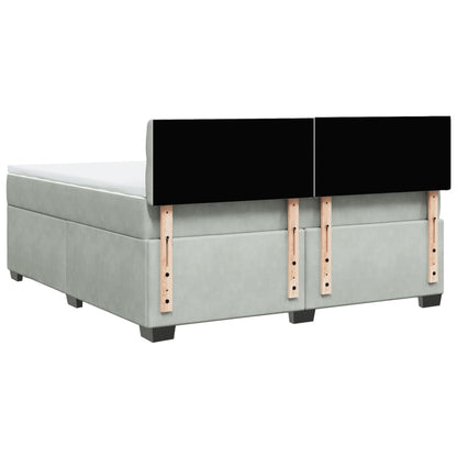 Giroletto a Molle con Materasso Grigio Chiaro 180x200cm Velluto