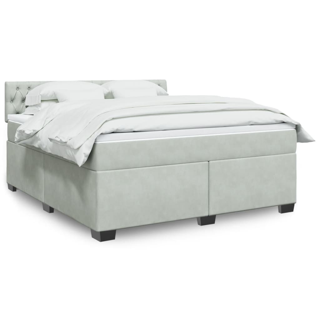 Giroletto a Molle con Materasso Grigio Chiaro 180x200cm Velluto