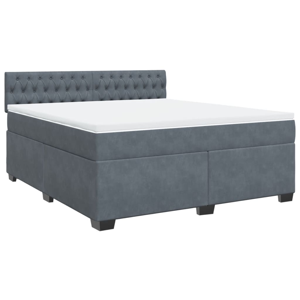 Giroletto a Molle con Materasso Grigio Scuro 180x200 cm Velluto