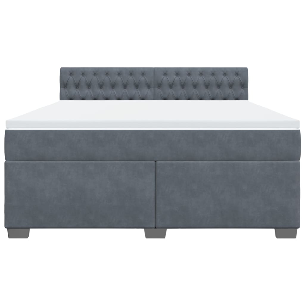 Giroletto a Molle con Materasso Grigio Scuro 180x200 cm Velluto