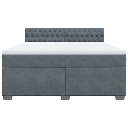 Giroletto a Molle con Materasso Grigio Scuro 180x200 cm Velluto