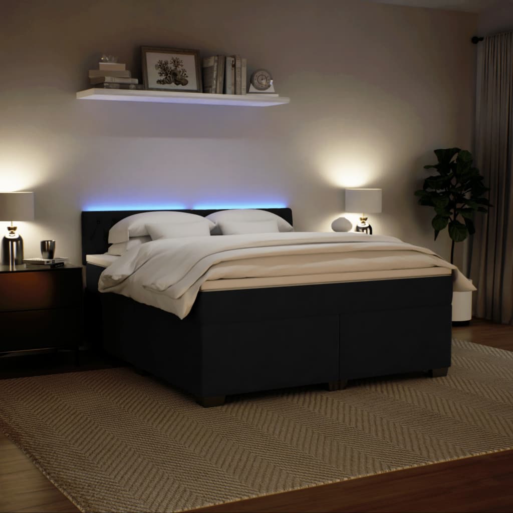 Giroletto a Molle con Materasso Nero 180x200 cm in Velluto