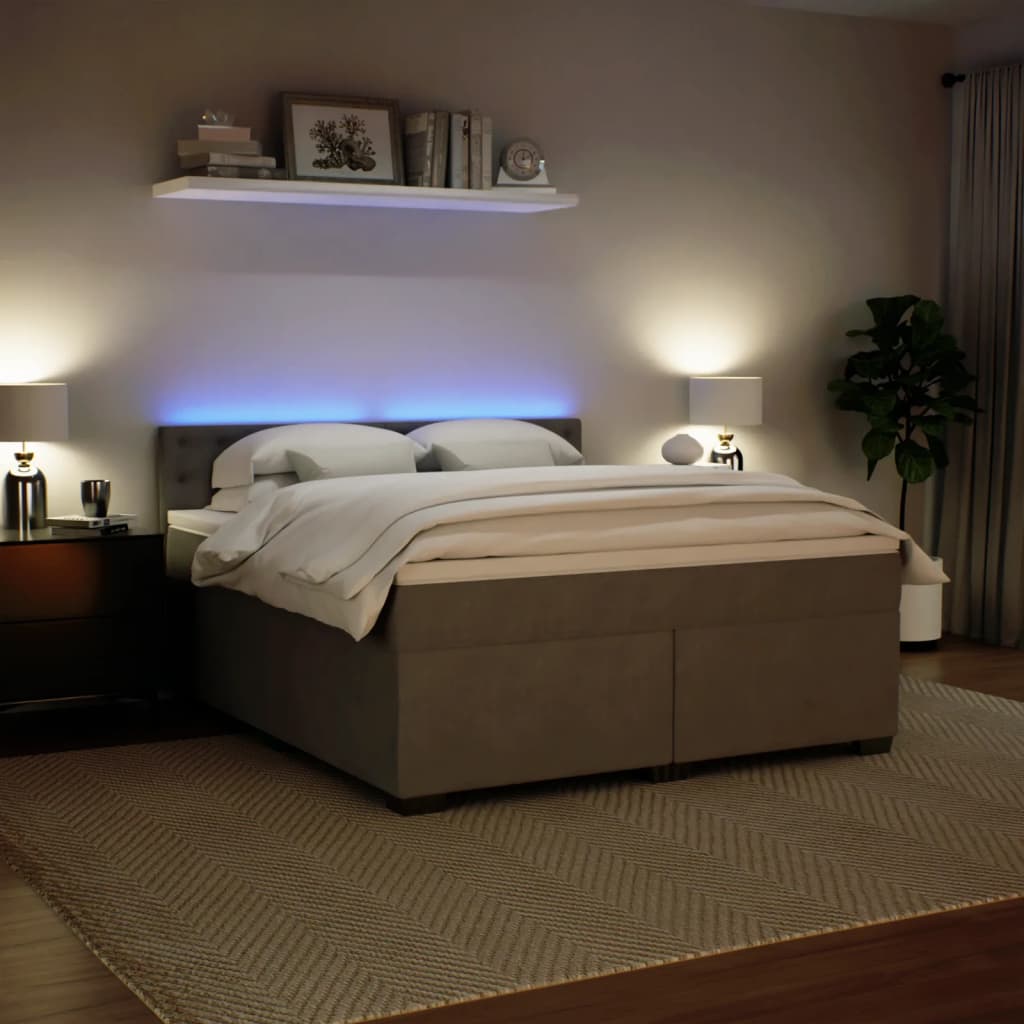 Giroletto a Molle con Materasso Grigio Chiaro 180x200cm Velluto