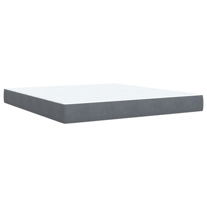 Giroletto a Molle con Materasso Grigio Scuro 180x200 cm Velluto