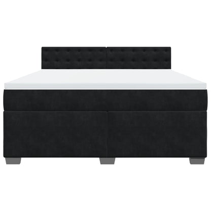 Giroletto a Molle con Materasso Nero 180x200 cm in Velluto