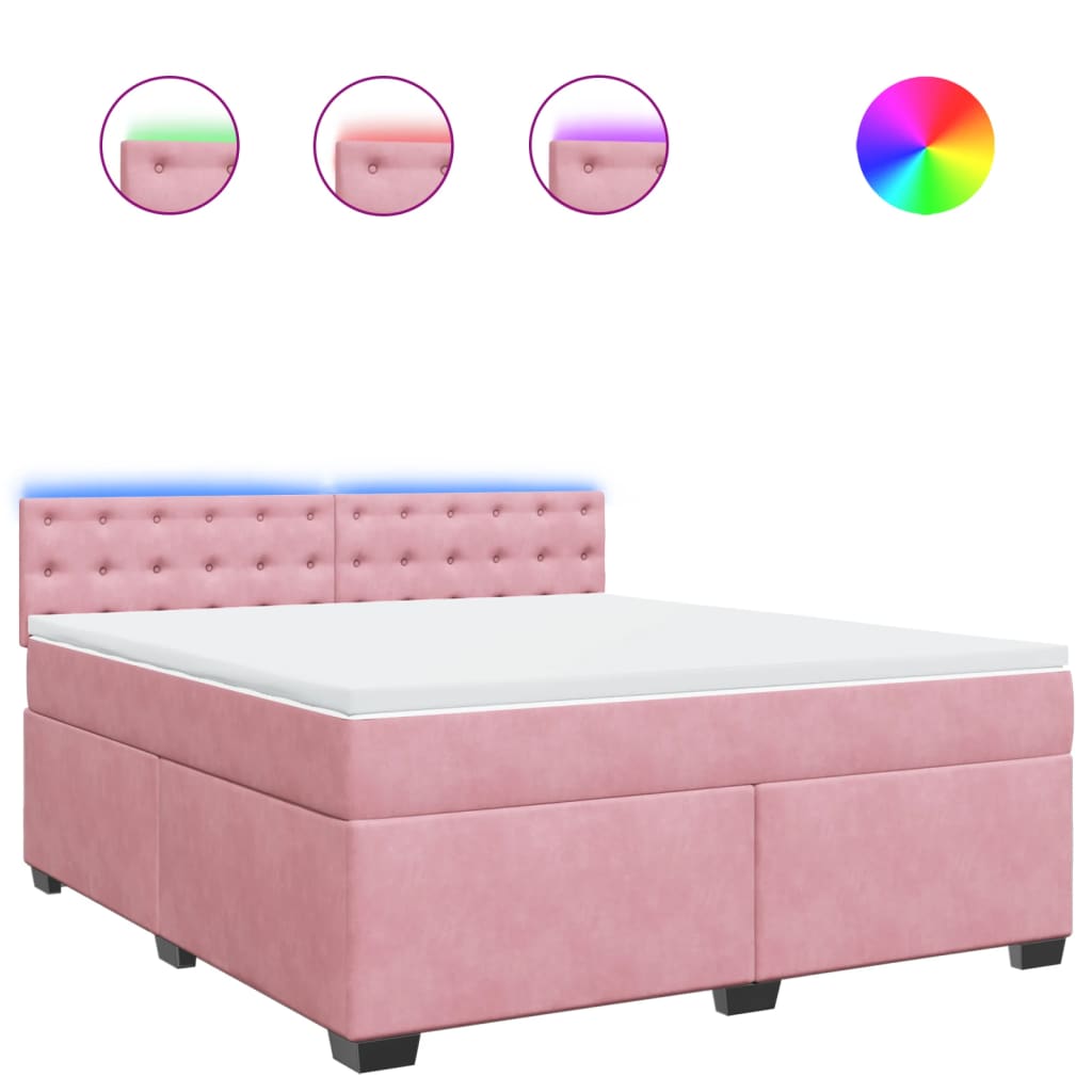 Giroletto a Molle con Materasso Rosa 180x200 cm in Velluto | homemem39