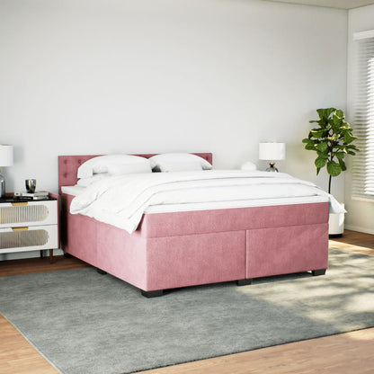 Giroletto a Molle con Materasso Rosa 180x200 cm in Velluto | homemem39
