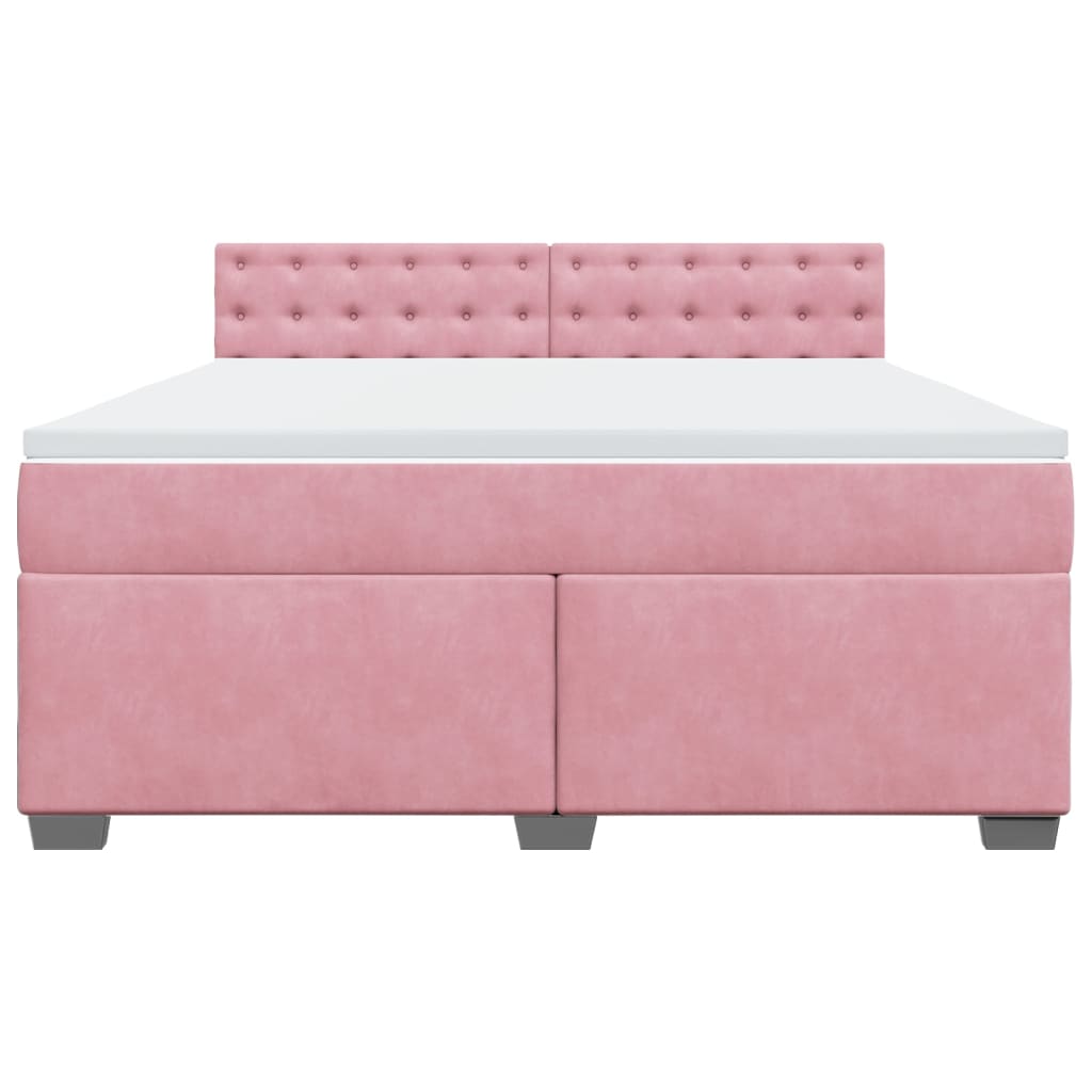 Giroletto a Molle con Materasso Rosa 180x200 cm in Velluto | homemem39