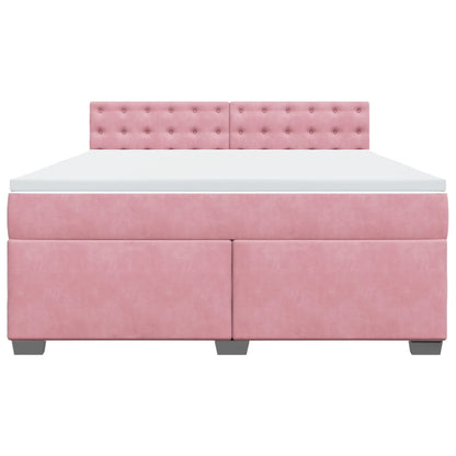 Giroletto a Molle con Materasso Rosa 180x200 cm in Velluto