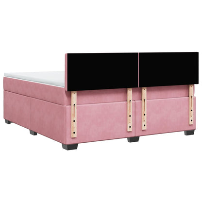 Giroletto a Molle con Materasso Rosa 180x200 cm in Velluto | homemem39