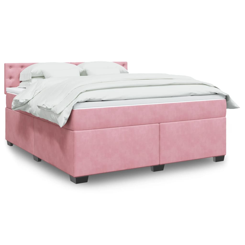 Giroletto a Molle con Materasso Rosa 180x200 cm in Velluto | homemem39