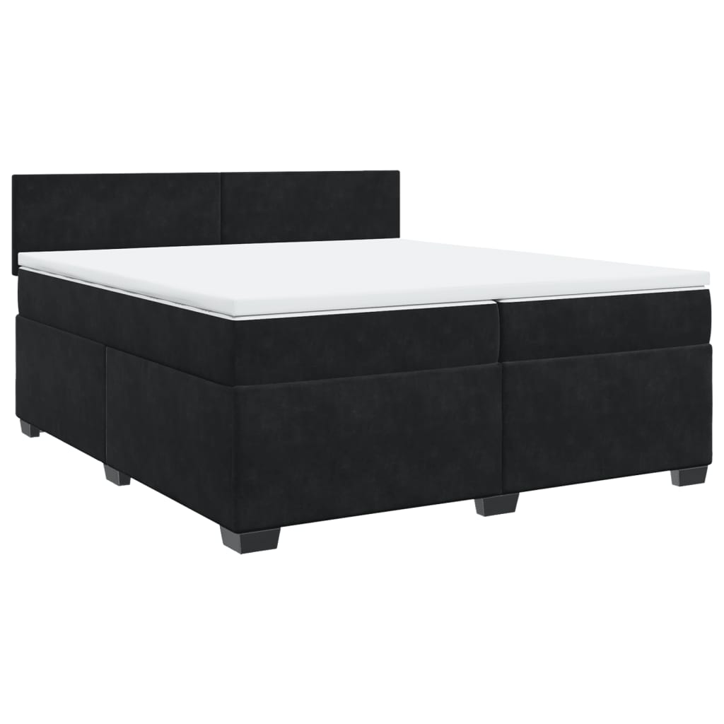 Giroletto a Molle con Materasso Nero 200x200 cm in Velluto