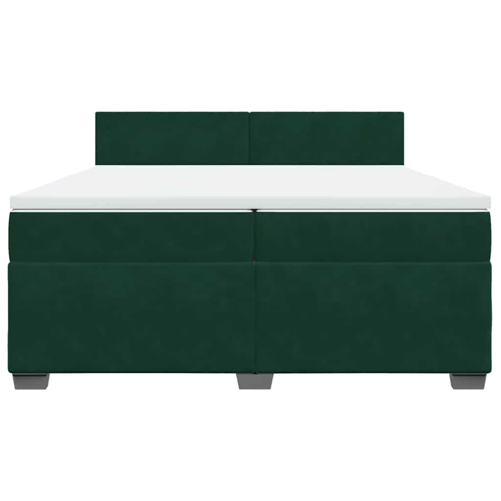 Giroletto a Molle con Materasso Verde Scuro 200x200 cm Velluto