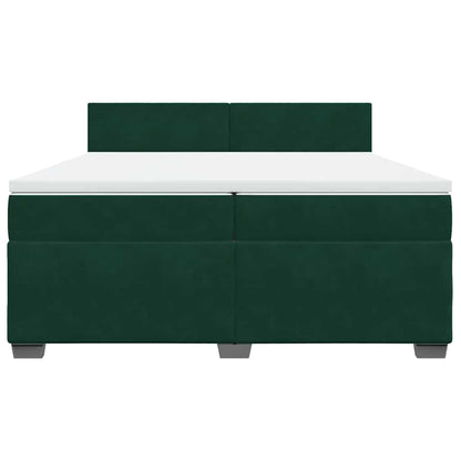 Giroletto a Molle con Materasso Verde Scuro 200x200 cm Velluto