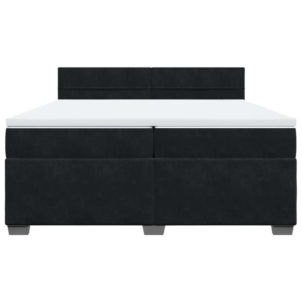 Giroletto a Molle con Materasso Nero 200x200 cm in Velluto