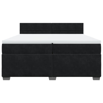 Giroletto a Molle con Materasso Nero 200x200 cm in Velluto