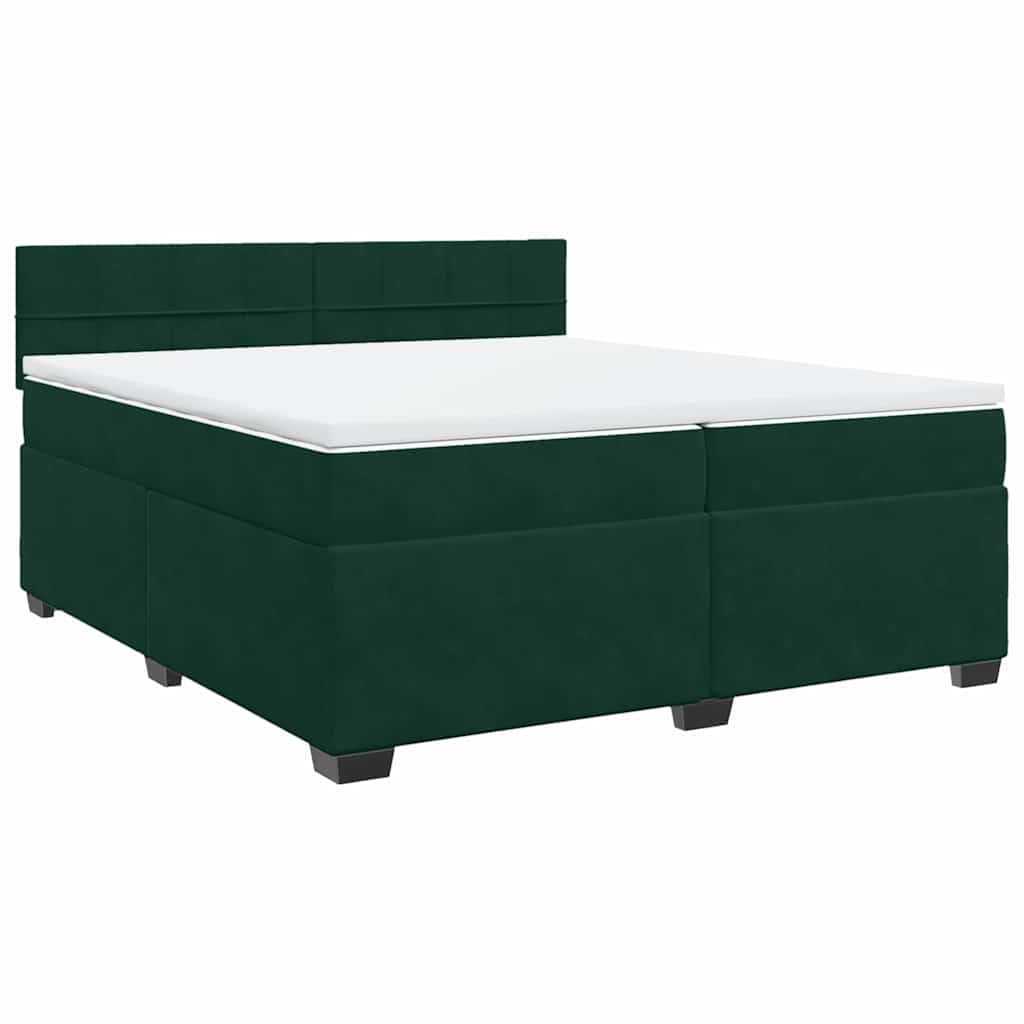 Giroletto a Molle con Materasso Verde Scuro 200x200 cm Velluto