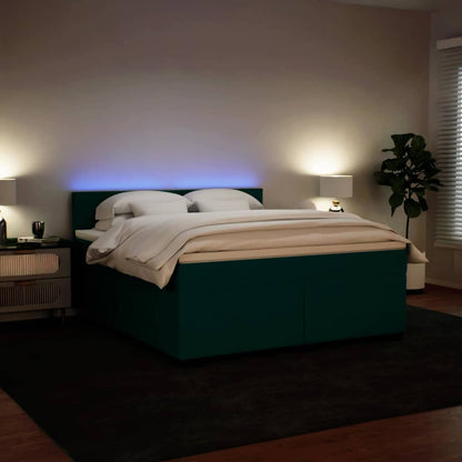 Giroletto a Molle con Materasso Verde Scuro 200x200 cm Velluto