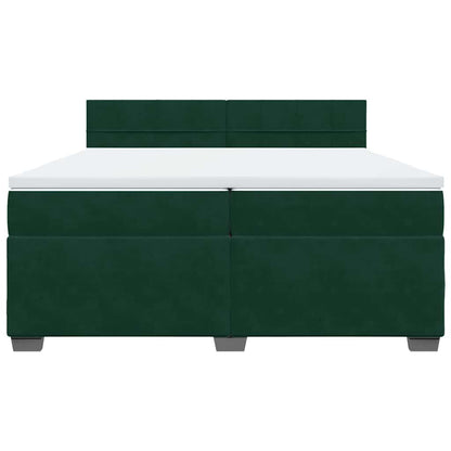 Giroletto a Molle con Materasso Verde Scuro 200x200 cm Velluto