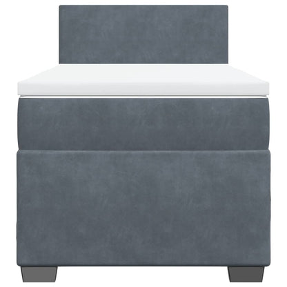 Letto a Molle con Materasso Grigio Scuro Singolo in Velluto - homemem39