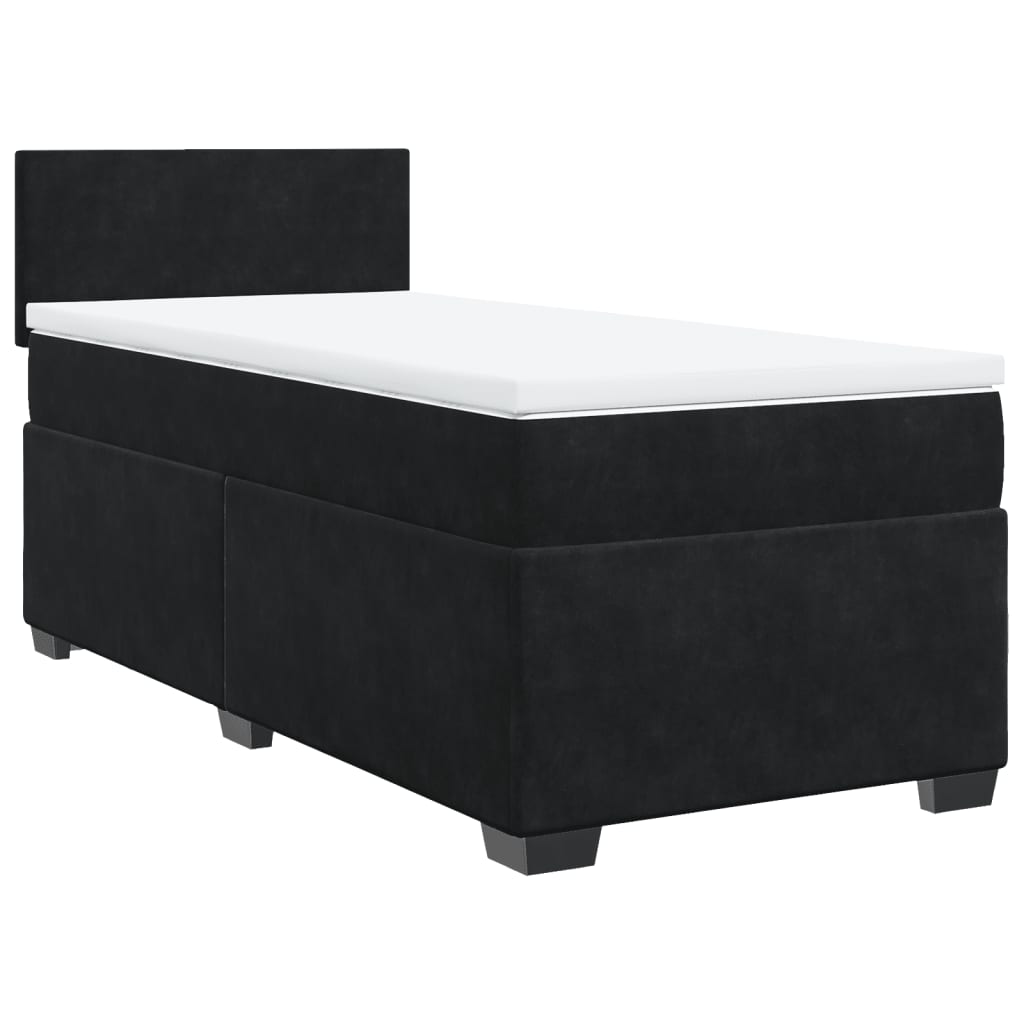 Letto a Molle con Materasso Nero Singolo in Velluto - homemem39