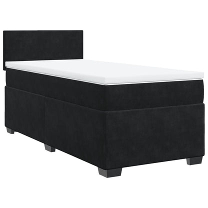 Letto a Molle con Materasso Nero Singolo in Velluto - homemem39