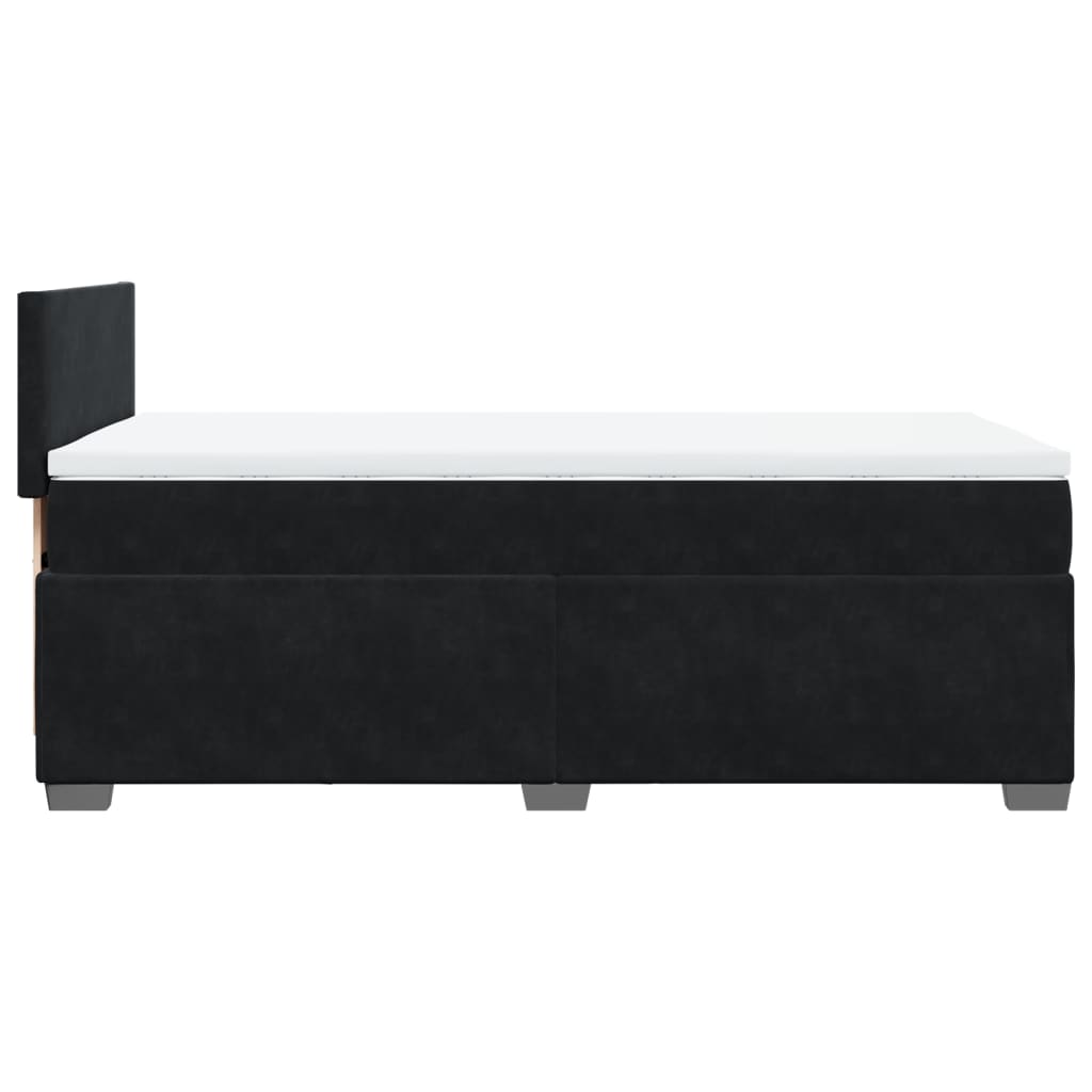 Letto a Molle con Materasso Nero Singolo in Velluto - homemem39