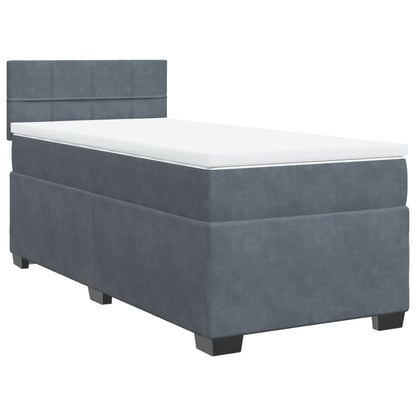 Letto a Molle con Materasso Grigio Scuro Singolo in Velluto - homemem39