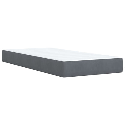 Letto a Molle con Materasso Grigio Scuro Singolo in Velluto