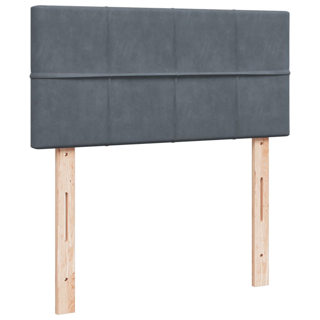 Letto a Molle con Materasso Grigio Scuro Singolo in Velluto