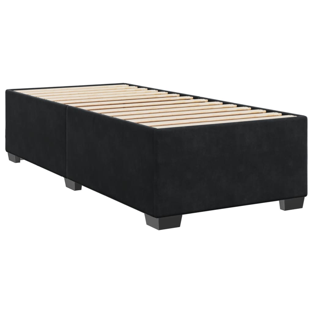 Letto a Molle con Materasso Nero Singolo in Velluto - homemem39