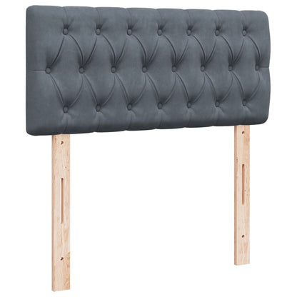 Letto a Molle con Materasso Grigio Scuro Singolo in Velluto
