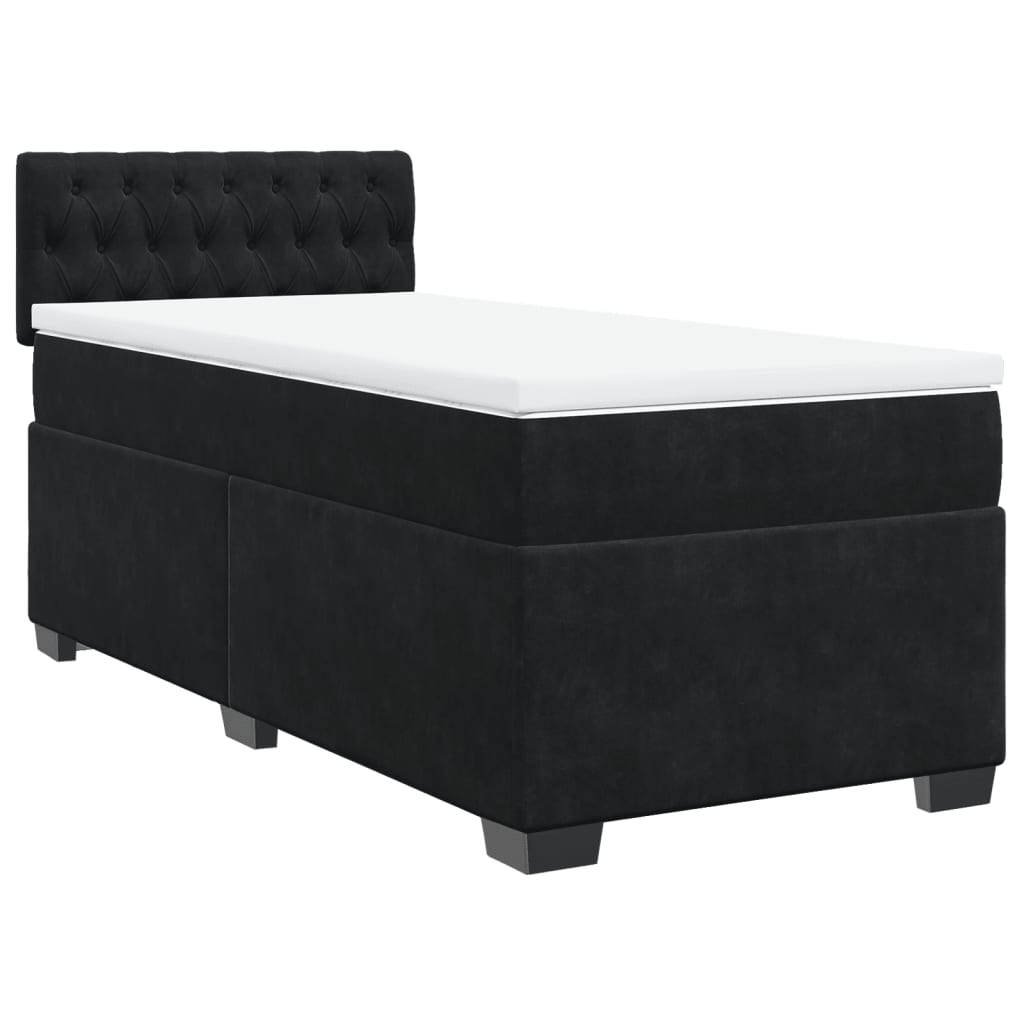 Letto a Molle con Materasso Nero Singolo in Velluto - homemem39