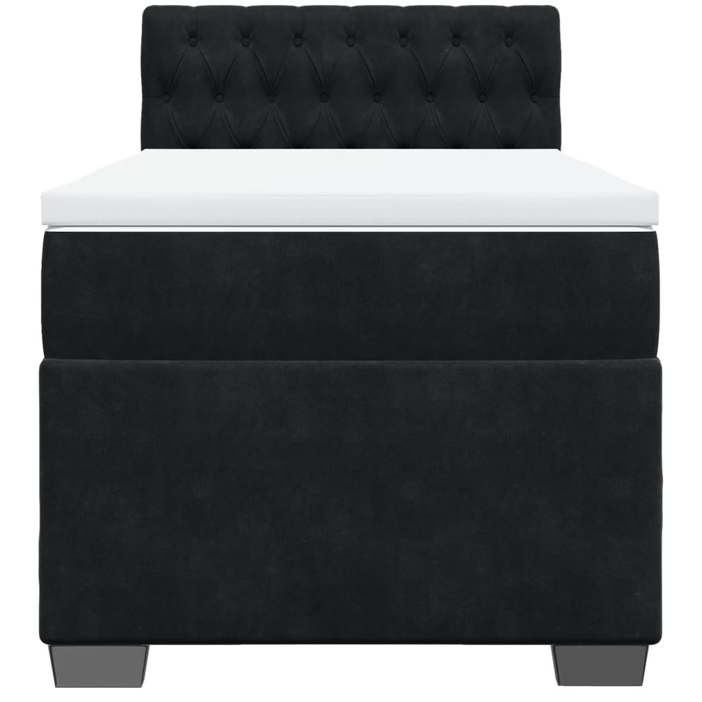 Letto a Molle con Materasso Nero Singolo in Velluto - homemem39