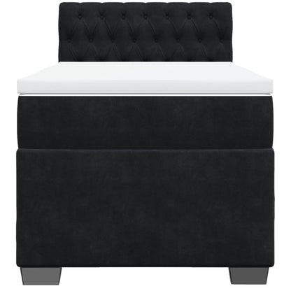 Letto a Molle con Materasso Nero Singolo in Velluto - homemem39