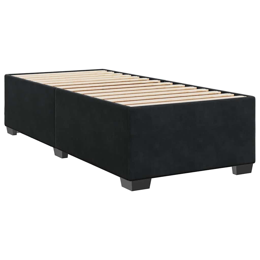 Letto a Molle con Materasso Nero Singolo in Velluto
