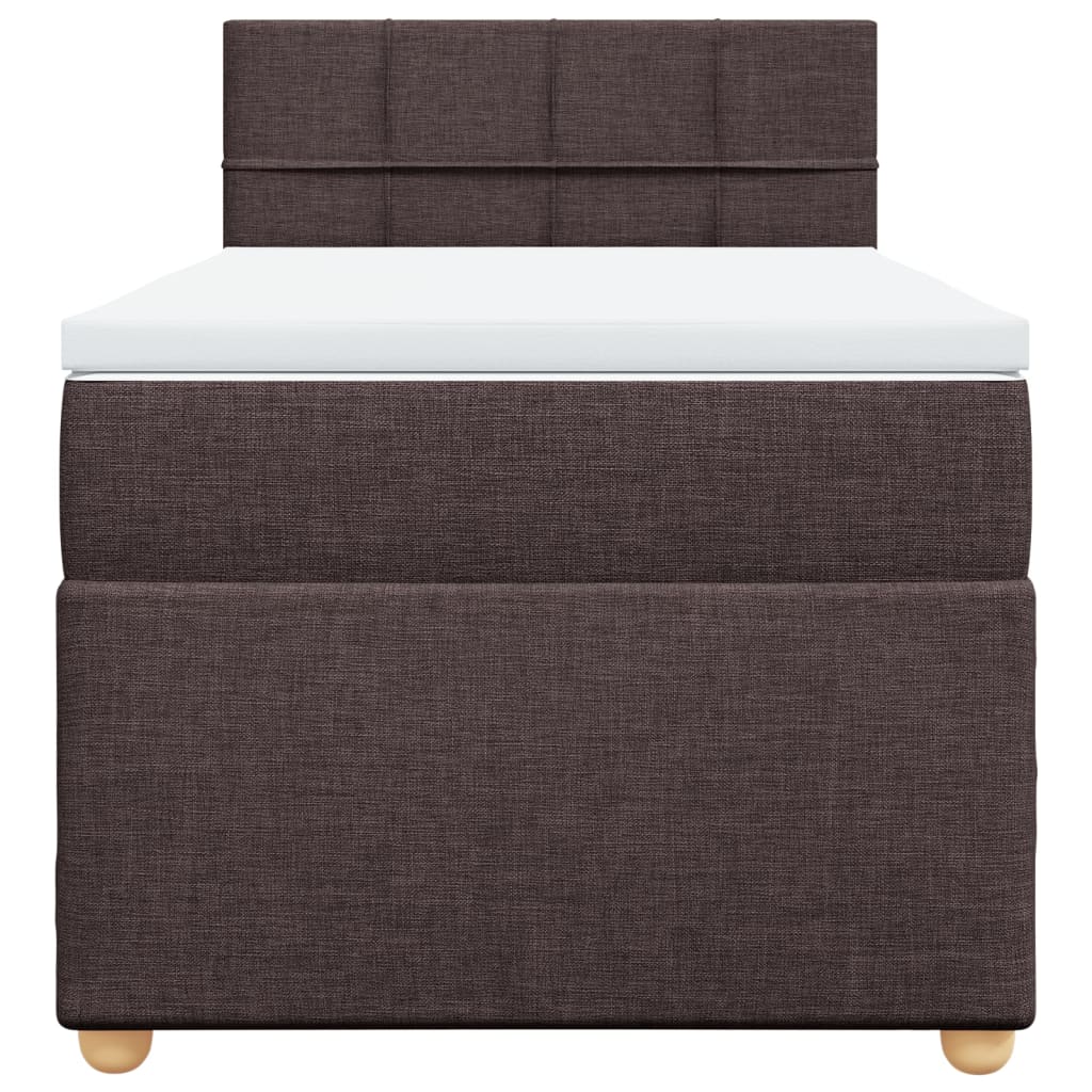 Giroletto a Molle con Materasso Marrone Scuro 80x200 cm Tessuto