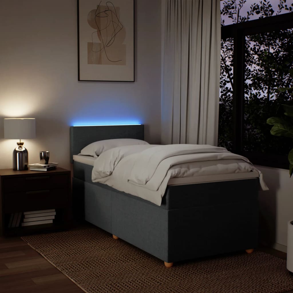 Giroletto a Molle con Materasso Grigio Scuro 90x190 cm Tessuto - homemem39