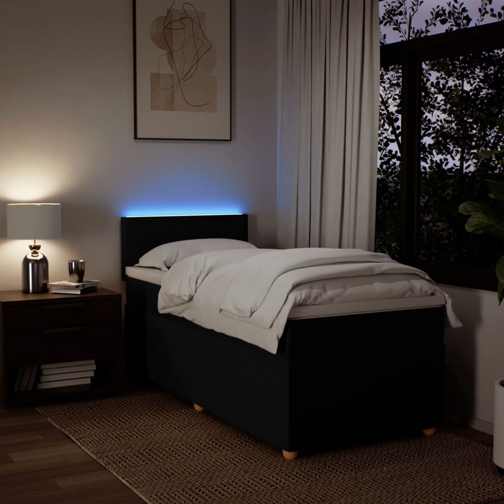 Giroletto a Molle con Materasso Nero 90x190 cm in Tessuto - homemem39